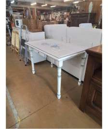 TABLE DE CUISINE CARRELÉ BLANCHE 