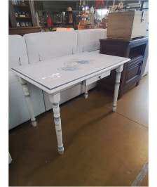 TABLE DE CUISINE CARRELÉ BLANCHE 