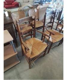 FAUTEUIL DE CHEMINÉE BOIS PAILLÉ DOSSIER TRAPÈZE 