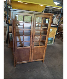 VITRINE BOIS 2 PORTES A PETITS CARREAUX ANNÉES 50