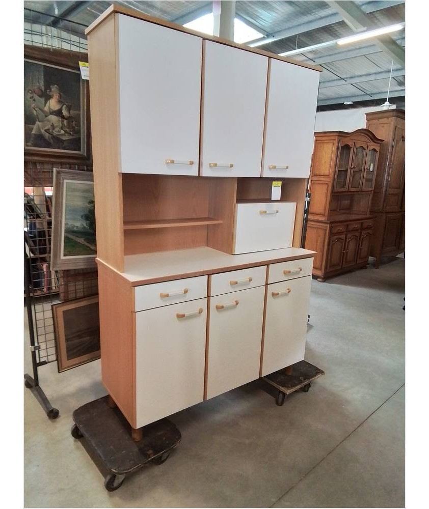 BUFFET DE CUISINE BOIS CLAIR ET BLANC 7 PORTES 3 NICHES 3 TIROIRS BUFFET DE CUISINE BOIS CLAIR ET BLANC 7 PORTES 3 NICHES 3 TIROIRS