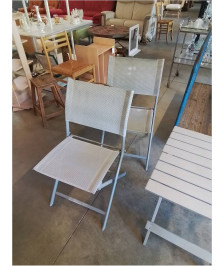 PAIRE DE CHAISES DE JARDIN MÉTAL ET TOILE GRIS
