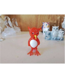 CHOUETTE ROUGE EN VERRE 