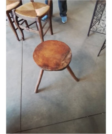 PORTE PLANTE ROND BOIS CLAIR TRIPODE STYLE BRUTALISTE 