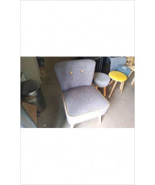 FAUTEUIL TISSU GRIS ET JAUNE 