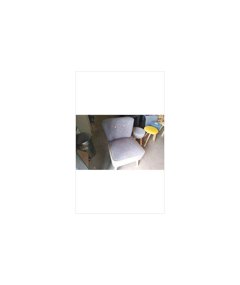 FAUTEUIL TISSU GRIS ET JAUNE 