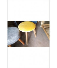 TABOURET JAUNE PIEDS BOIS 