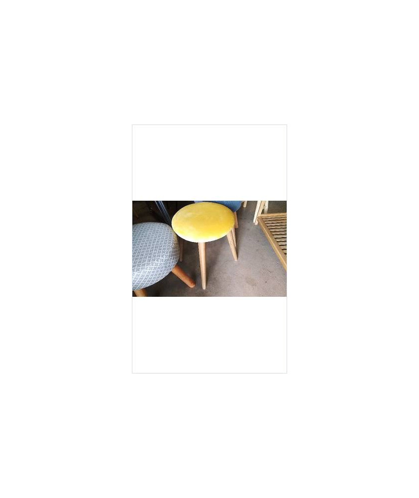 TABOURET JAUNE PIEDS BOIS 