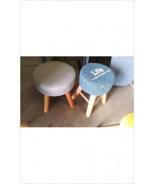 TABOURET GRIS PIEDS BOIS 