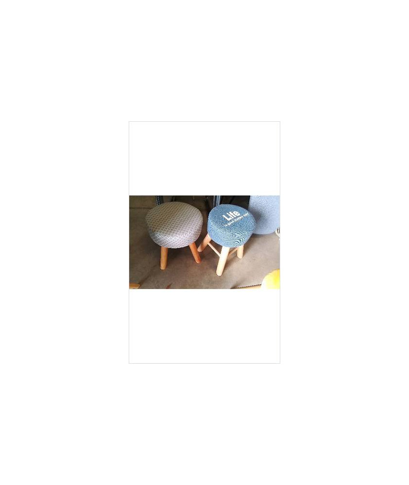 TABOURET GRIS PIEDS BOIS 