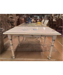 TABLE DE CUISINE CARRELÉ BLANCHE 