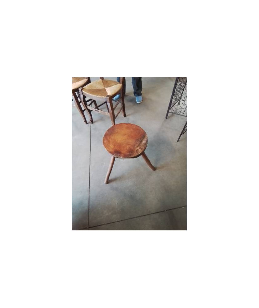 PORTE PLANTE ROND BOIS CLAIR TRIPODE STYLE BRUTALISTE 
