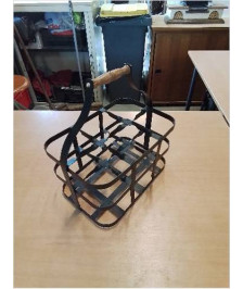PORTE BOUTEILLES MÉTAL NOIR ANSE BOIS 6 BTS
