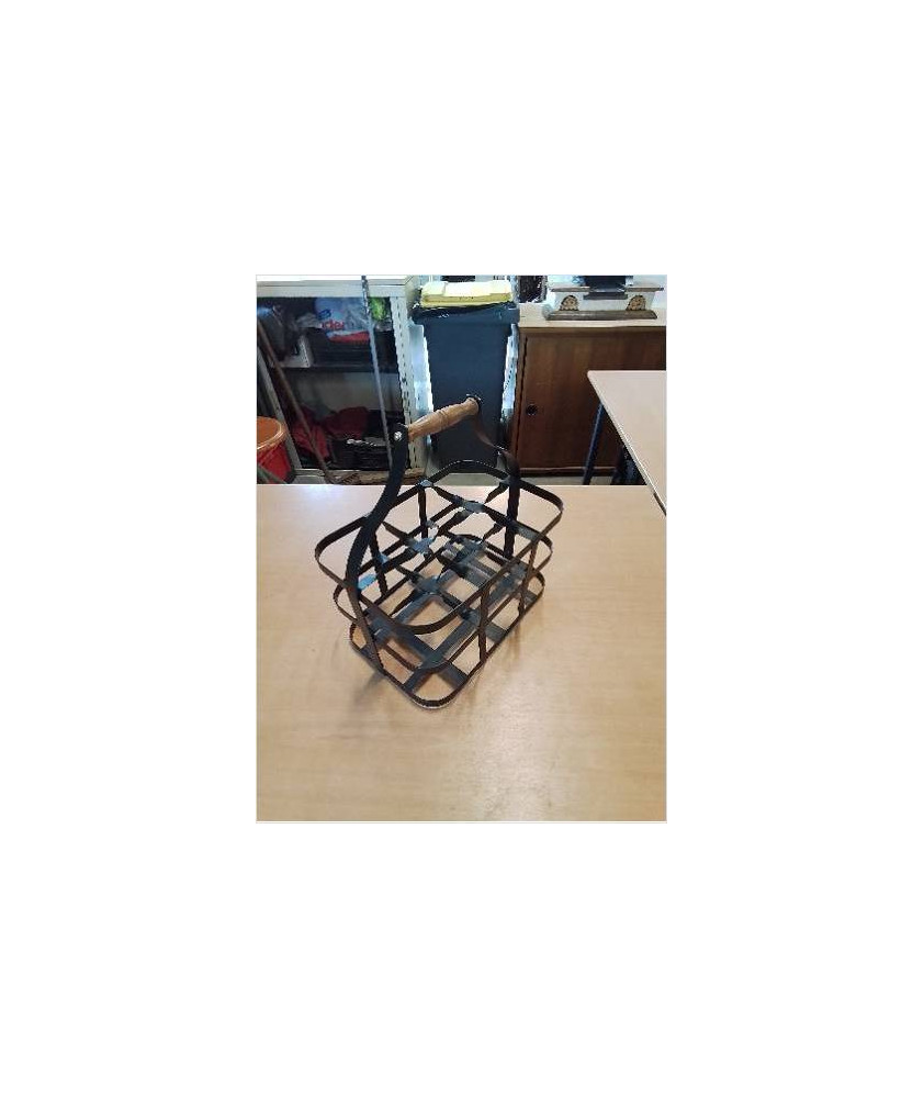 PORTE BOUTEILLES MÉTAL NOIR ANSE BOIS 6 BTS