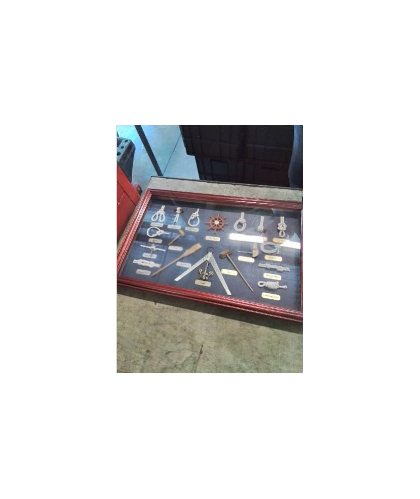 TABLEAU NOEUDS MARIN CADRE ROUGE