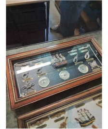 CADRE NOEUDS MARIN THERMOMÈTRE ET HORLOGE 