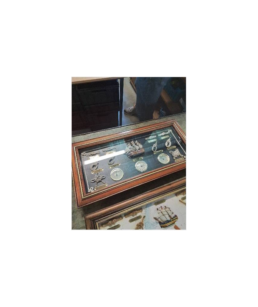 CADRE NOEUDS MARIN THERMOMÈTRE ET HORLOGE 
