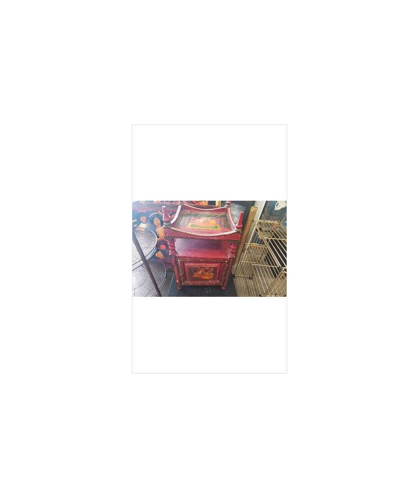 CHEVET ROUGE PEINT STYLE ORIENTAL