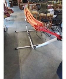 AMAQUE PIÈTEMENT MÉTAL BLANC TOILE ORANGÉ LA SIESTA