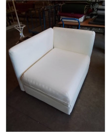BANQUETTE D’ANGLE CONVERTIBLE PU BLANC 1 PLACE