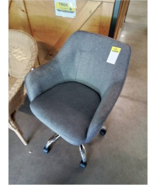 FAUTEUIL DE BUREAU A ROULETTES PIÈTEMENT MÉTAL CHROMÉ ASSISE TISSU GRIS SONGMICS 