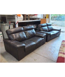 PETIT CANAPE CUIR CARAMEL 2 PLACES
