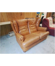 PETIT CANAPE CUIR CARAMEL 2 PLACES