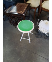 TABOURET PLIANT MÉTAL BLANC ASSISE PU VERT