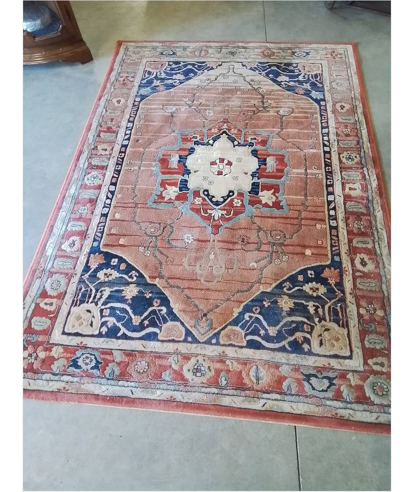 TAPIS LAINE VIEUX ROSE BLEU ECRU 228X160CM