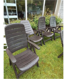 FAUTEUIL DE JARDIN PLIANT HAUT DOSSIER RÉSINE CHOCOLAT FLAIR