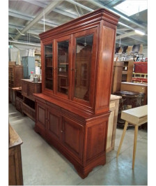 BUFFET VITRÉ 2 CORPS BOIS CLAIR  6 PORTES STYLE LOUIS PHILIPPE 