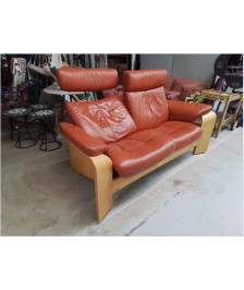 CANAPE STRESSLESS 2 PLACES CUIR ROUGE