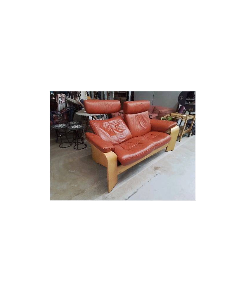 CANAPE STRESSLESS 2 PLACES CUIR ROUGE