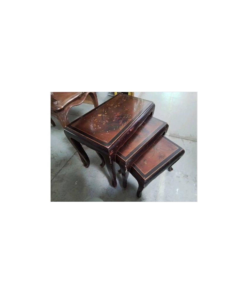 LOT DE 3 TABLE GIGOGNE STYLE ASIATIQUE 