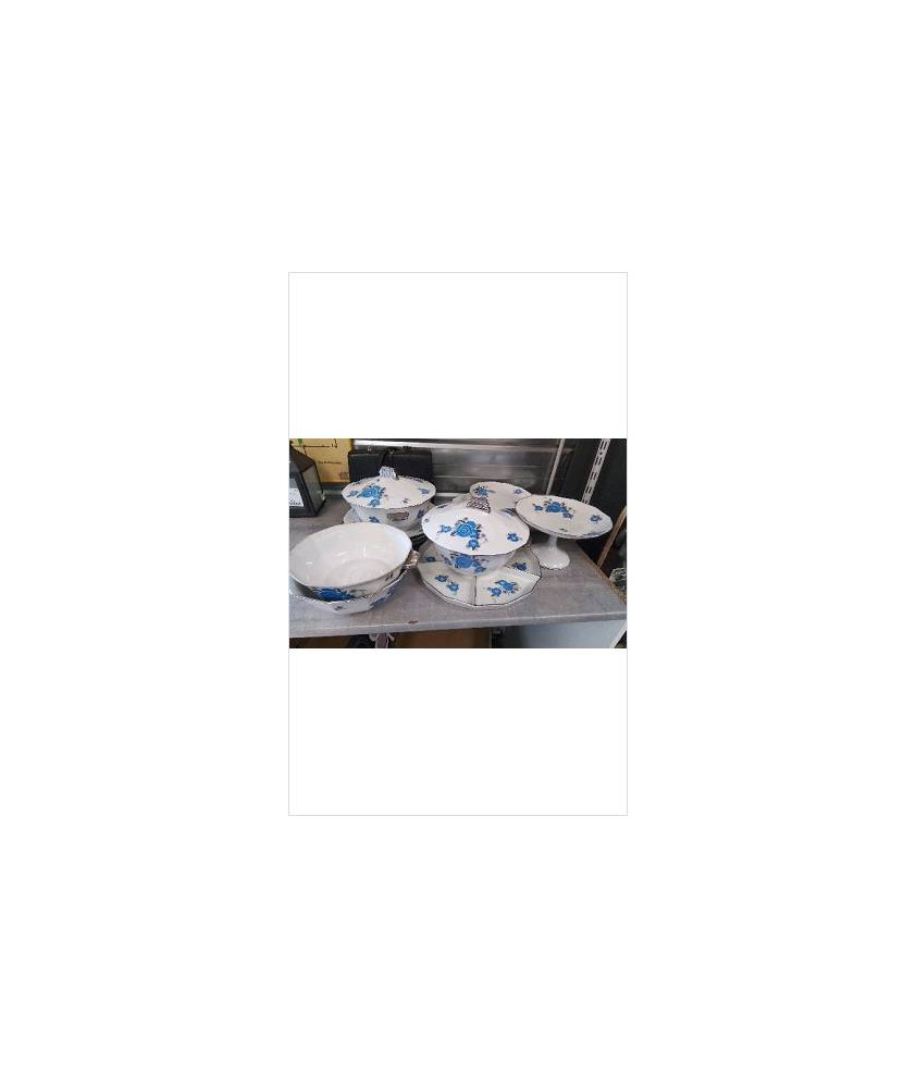 SALADIERS + PLATS FLEURS BLEUES