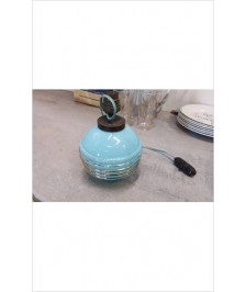 PIED DE LAMPE BOULE VERRE BLEU ANNEES 50 EN L\'ÉTAT 