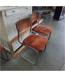CHAISE VINTAGE VELOUR ORANGE LES 4