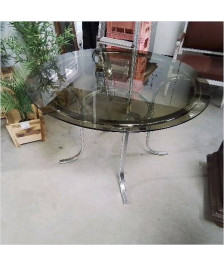 TABLE VINTAGE VERRE FUMÉ