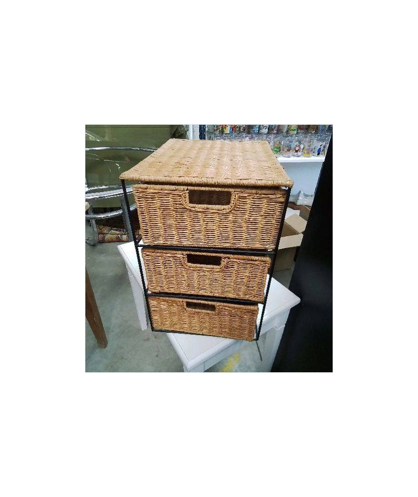 PETIT MEUBLE ROTIN 3 TIROIRS