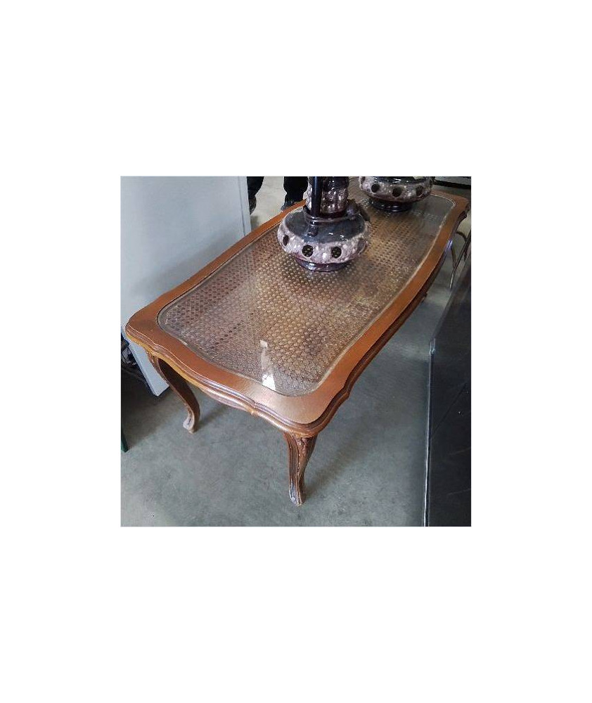 TABLE BASSE DESSUS VERRE CANNAGE