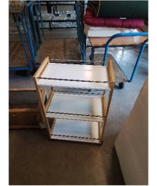 ÉTAGÈRE A ROULETTES BOIS CLAIR ET BLANC 3 TABLETTES 