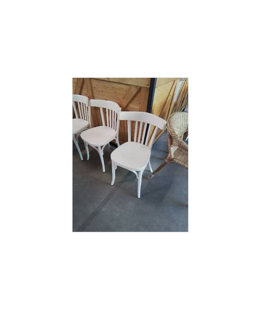 CHAISE BISTROT COURBÉ BOIS PEINT BEIGE MILIEU XXE