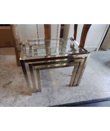 LOT DE 3 TABLE GIGOGNE EN VERRE