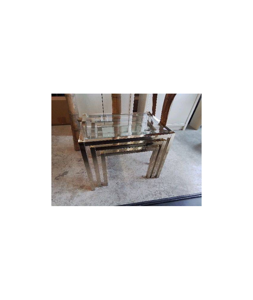 LOT DE 3 TABLE GIGOGNE EN VERRE