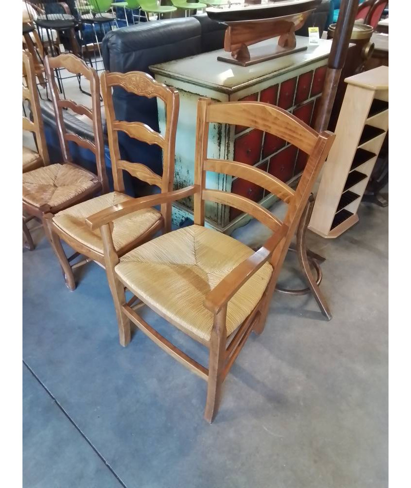 FAUTEUIL DE CHEMINÉE BOIS CLAIR PAILLÉ 
