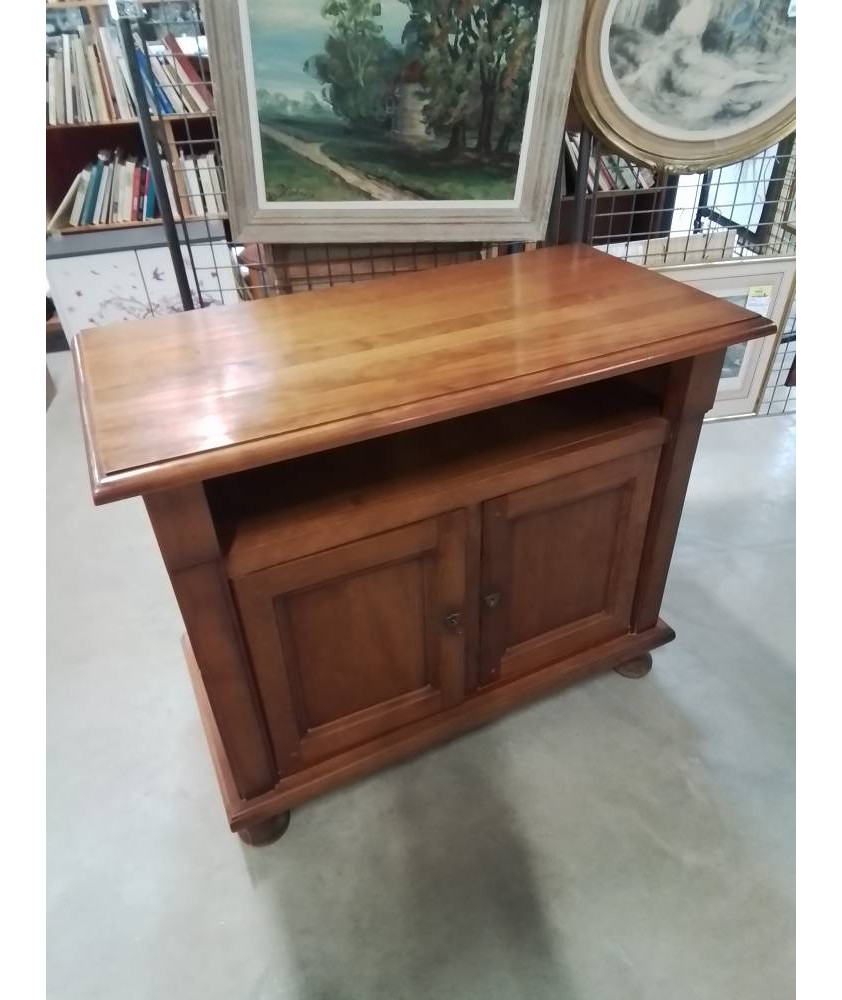 MEUBLE TV PLATEAU PIVOTANT 1 NICHE 2 PORTES STYLE LOUIS PHILIPPE 