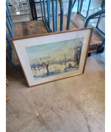 AQUARELLE MATIN A  L’HIVER SOUS LA SEINE BERNARD HERANVAL XXE