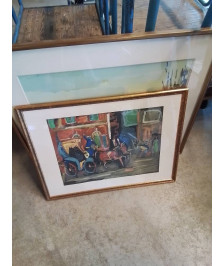 LITHOGRAPHIE CONTRESIGNEE LA CALÈCHE 