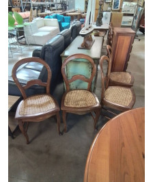 4 CHAISES BOIS ASSISE CANNÉE STYLE LOUIS PHILIPPE 