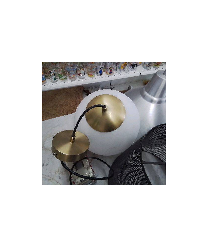 SUSPENSION GLOBE BLANC DORÉ 